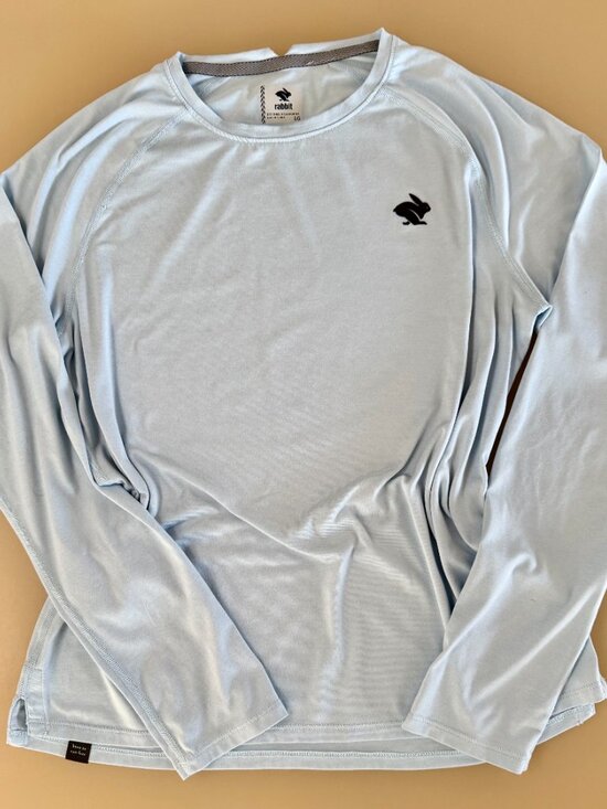 Rabbit Tops - Rabbit Running Powder Blue Long-Sleeve Performance Tee Size Womens L